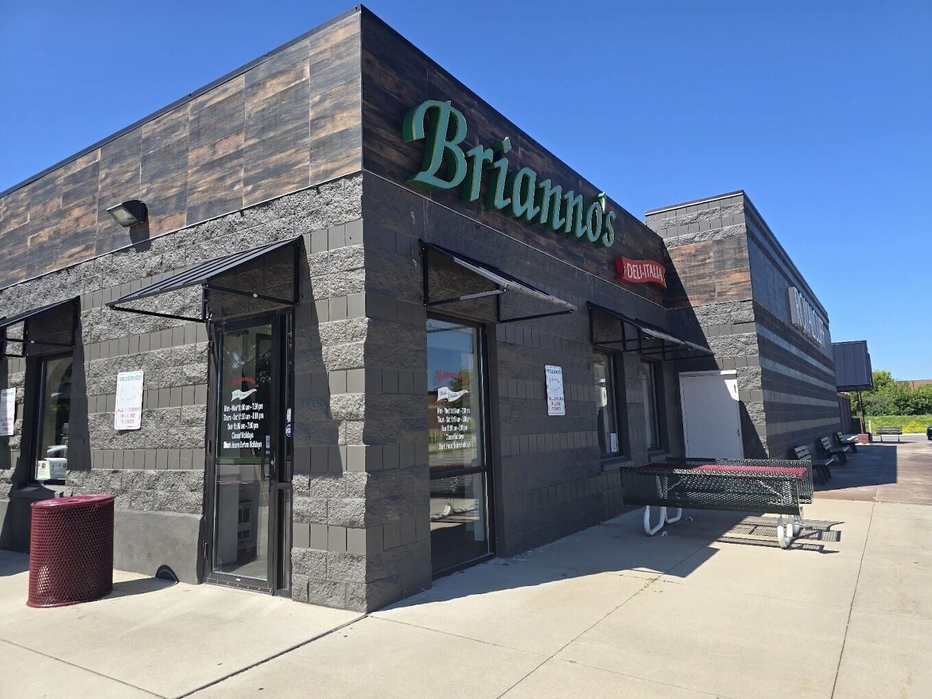 Brianno's Deli Italia storefront on Cliff Road in Eagan, MN — authentic Italian deli, pizzeria and catering